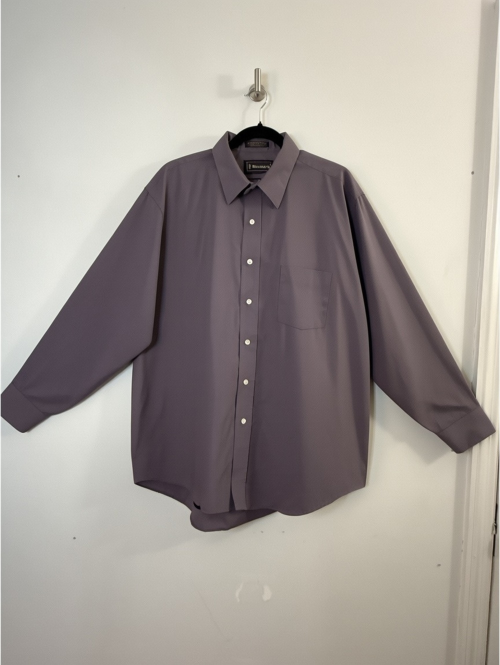 Barrington Mens Dress Shirt 17.5 34/35 Purple Wrinkle Free Long Sleeve